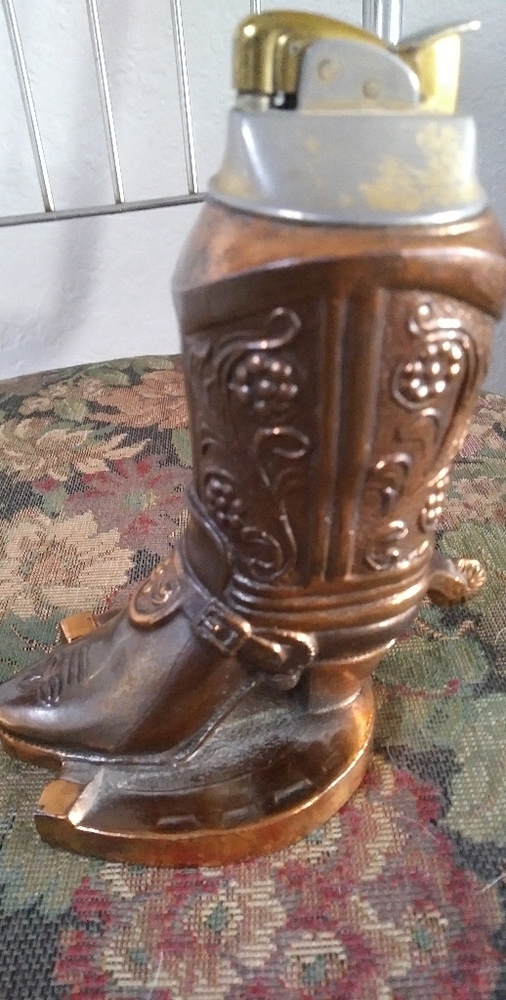 Rare Vintage Evans Bronze Cowboy Boot On Horseshoe